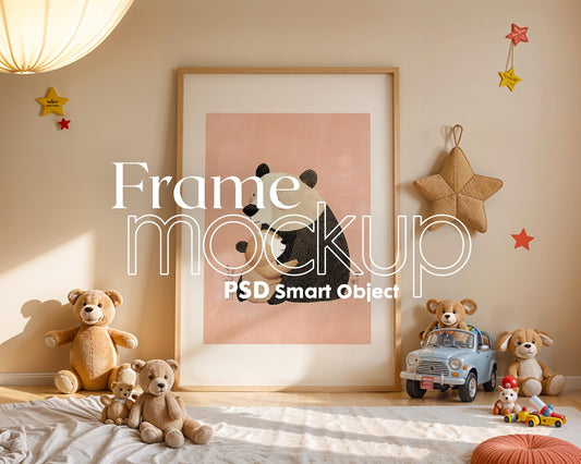 Frame Nursery Mockup in Home Interior PSD | Nursery Frame Mockup Frames | Nursery Wall Poster | Poster Shop Mockup