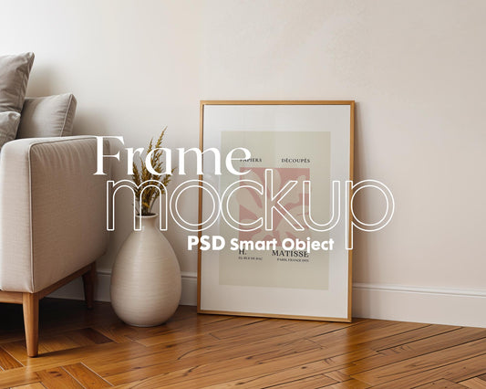 Artwork Mockup PSD | Framed Poster Mockup. DIN A Frame Mock–Up | PSD Photoshop Photopea Mockup. Frame Mockup Home Interior