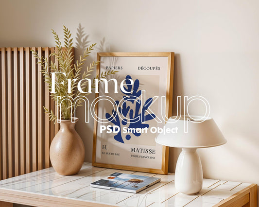 Blank Wooden Poster Frame Mockup, Minimalist Frame Mockup for Digital Download, Posters and Artwork Smart Object Instant Download