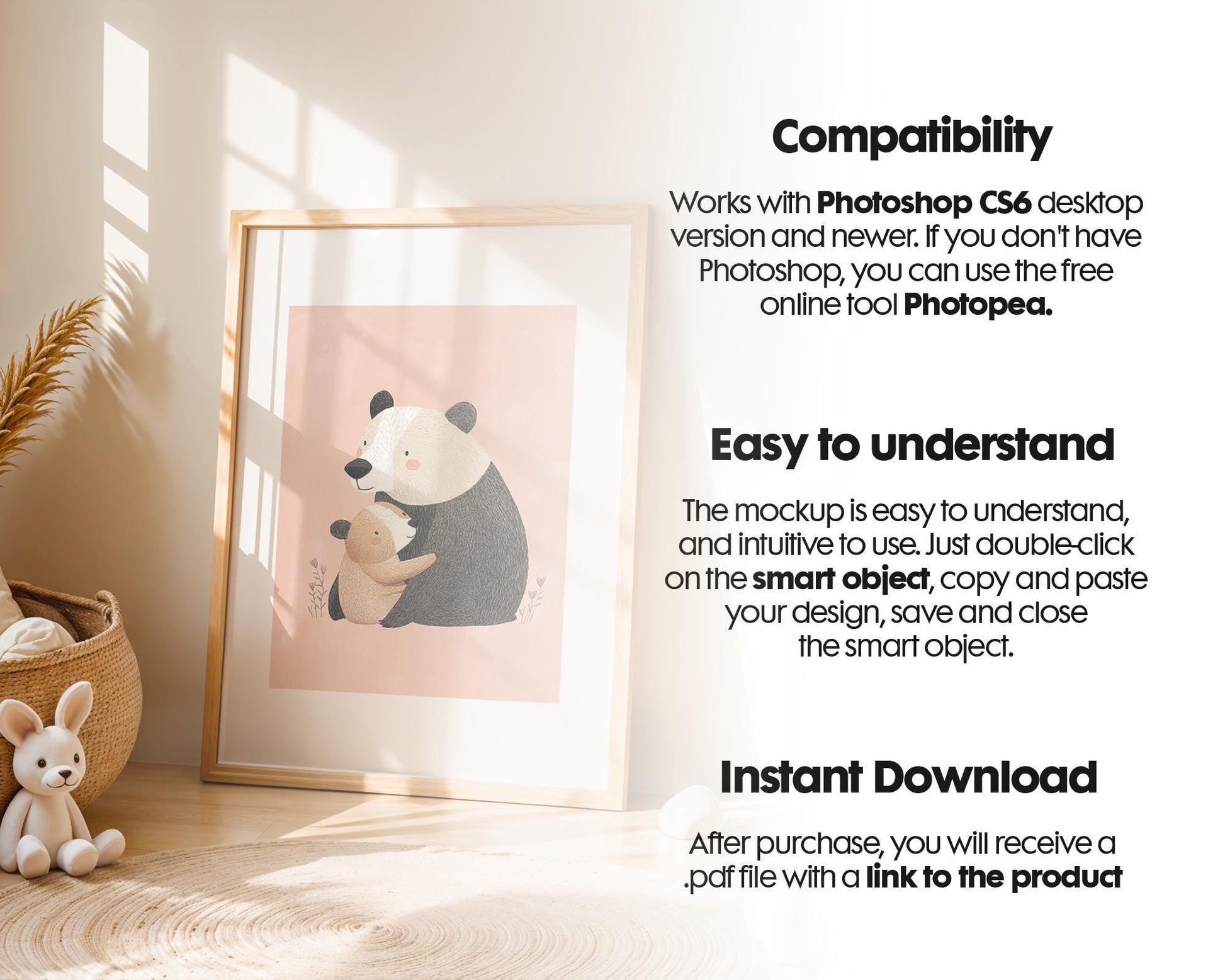 Frame Nursery Mockup in Home Interior PSD | Nursery Frame Mockup Frames | Nursery Wall Poster | Poster Shop Mockup