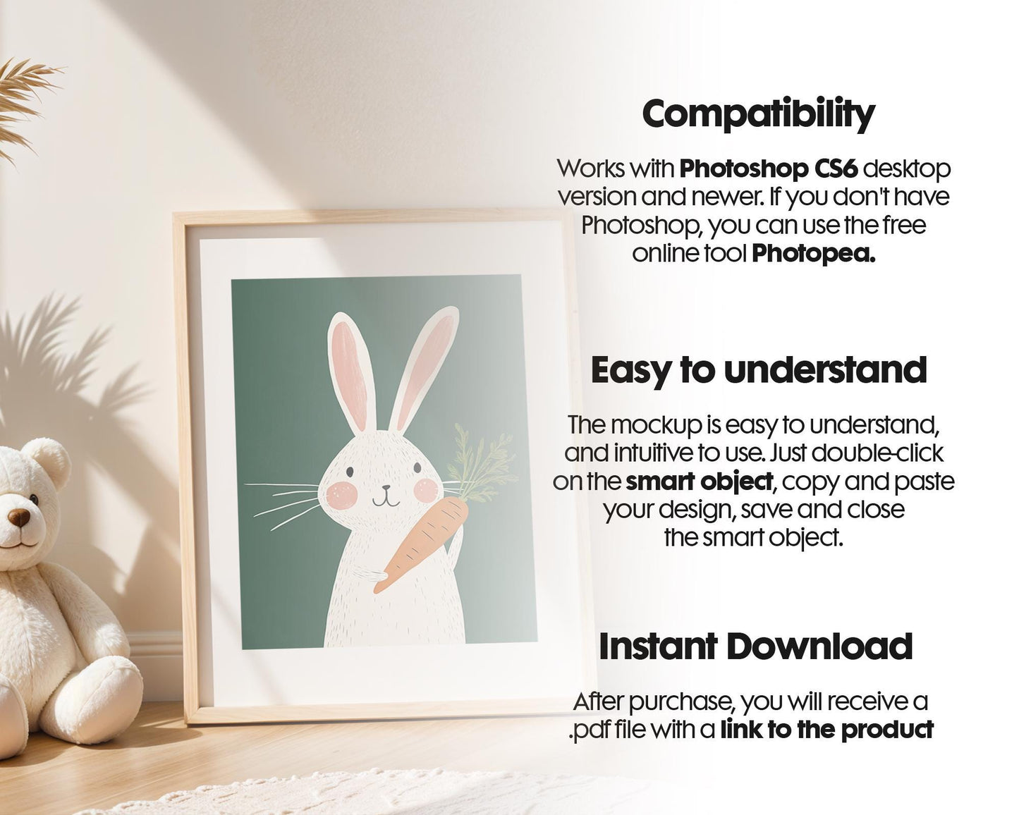 Frame Nursery Mockup in Home Interior PSD | Nursery Frame Mockup Frames | Nursery Wall Poster | Poster Shop Mockup