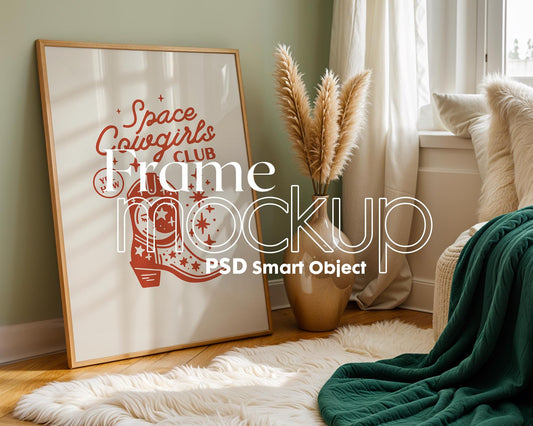 Blank Wooden Poster Frame Mockup, Minimalist Frame Mockup for Digital Download, Posters and Artwork Smart Object Instant Download