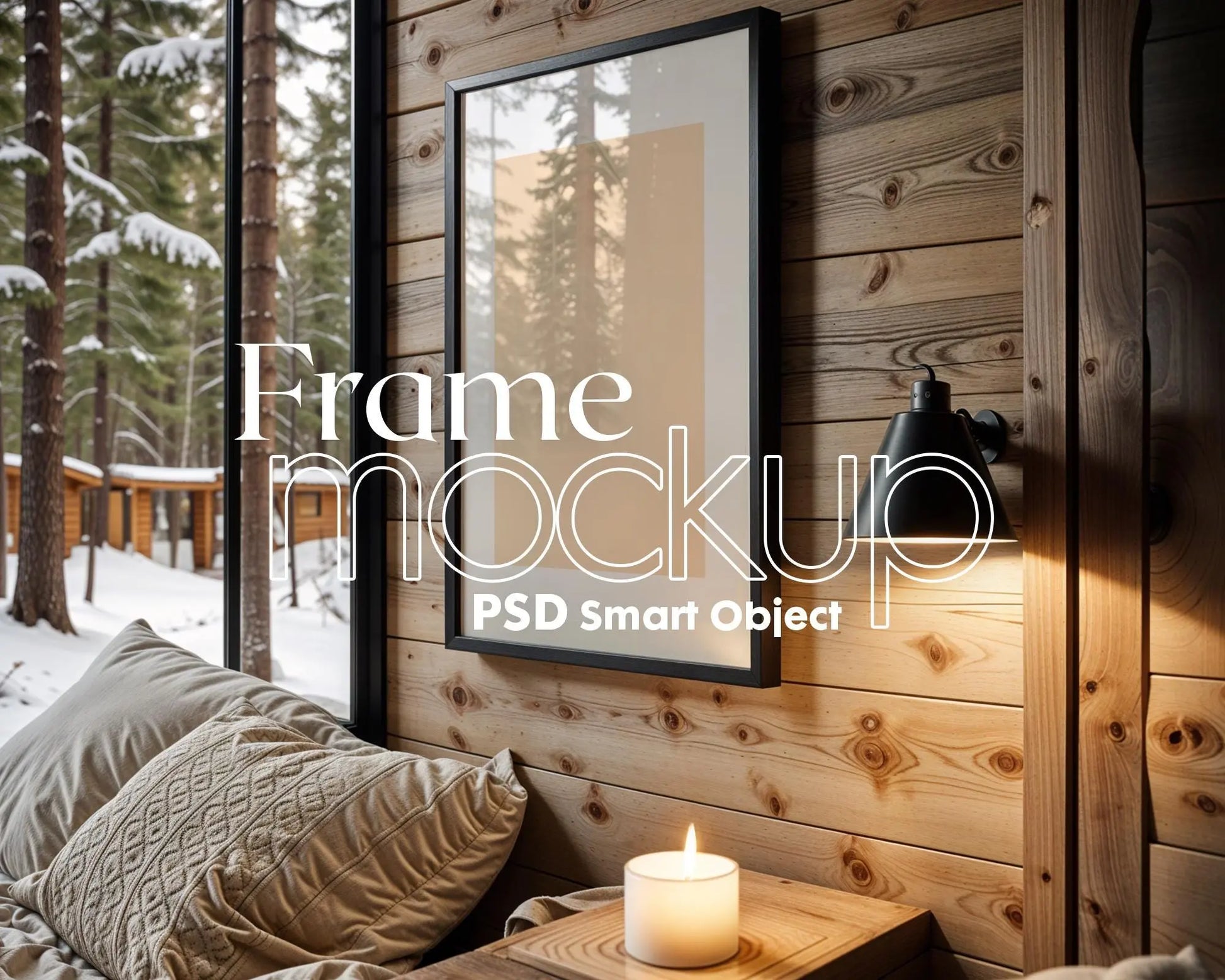 Blank Wooden Poster Frame Mockup, Minimalist Frame Mockup for Digital Download, Posters and Artwork Smart Object Instant Download