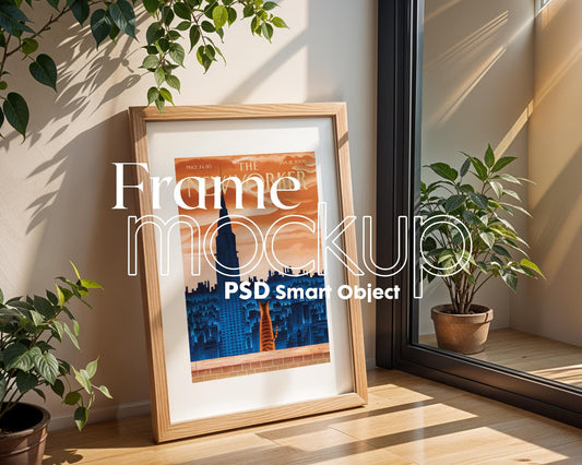 Blank Wooden Poster Frame Mockup, Minimalist Frame Mockup for Digital Download, Posters and Artwork Smart Object Instant Download