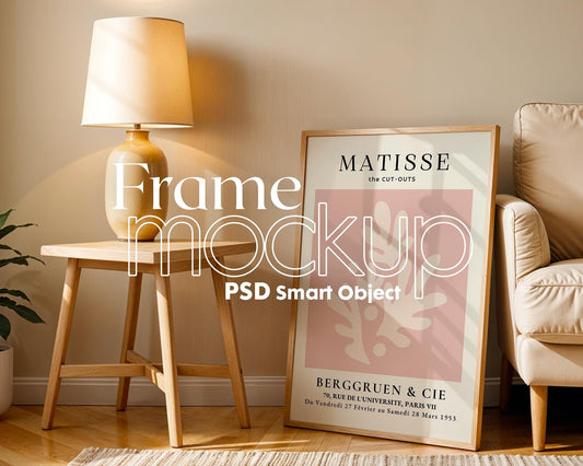 Blank Wooden Poster Frame Mockup, Minimalist Frame Mockup for Digital Download, Posters and Artwork Smart Object Instant Download