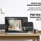 Frame Mockup in Kitchen, ISO A DIN Ratio, Thin Wood Frame, PSD Mockup, Minimal Modern Home Interior Design Mockup