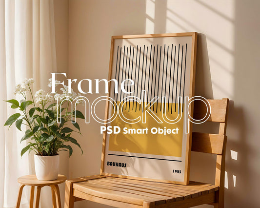 Blank Wooden Poster Frame Mockup, Minimalist Frame Mockup for Digital Download, Posters and Artwork Smart Object Instant Download