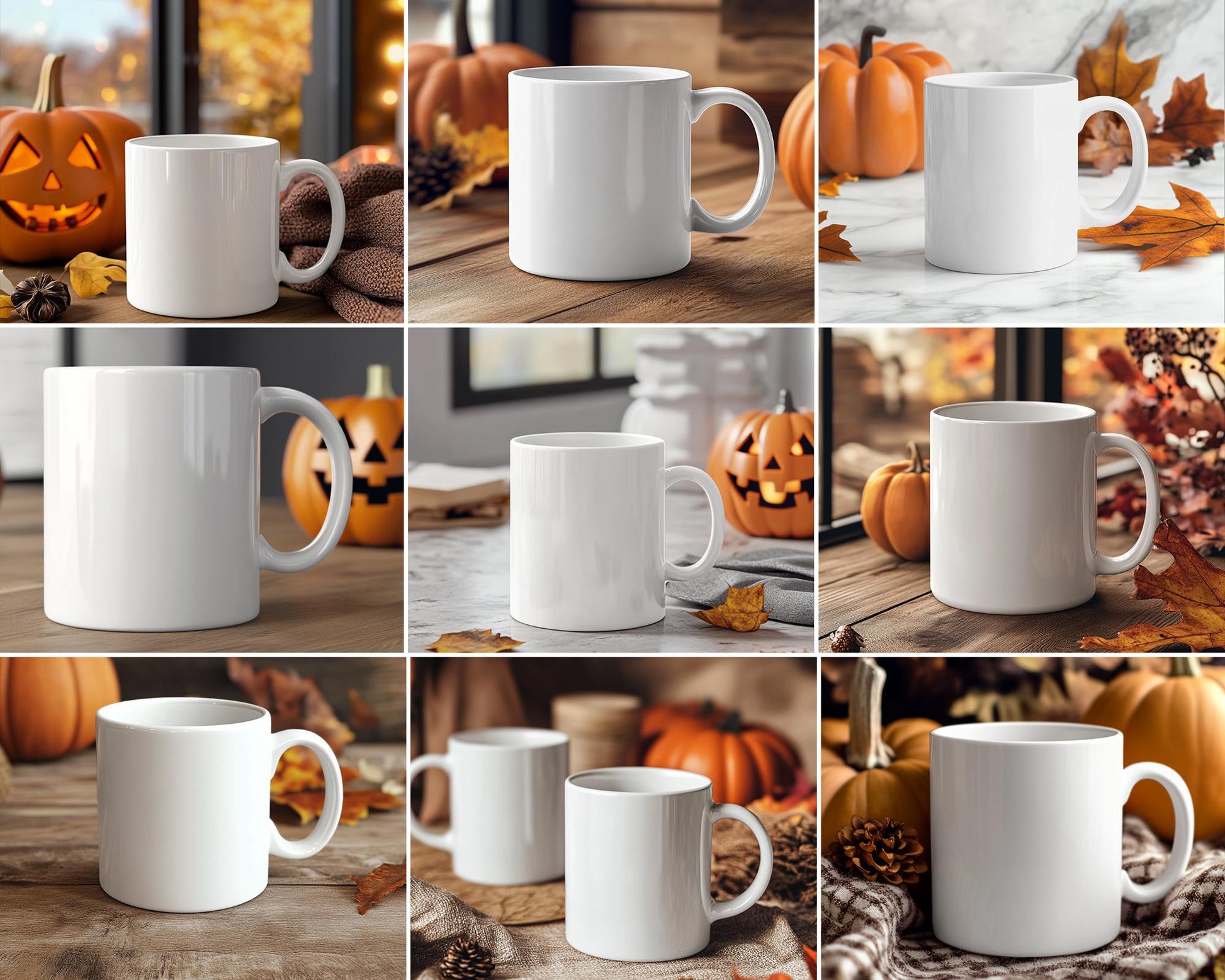 150 Halloween Mug PNG Bundle - Spooky Coffee Mug Designs, Pumpkin Witch Clipart, Mug Digital Sublimation Mockup