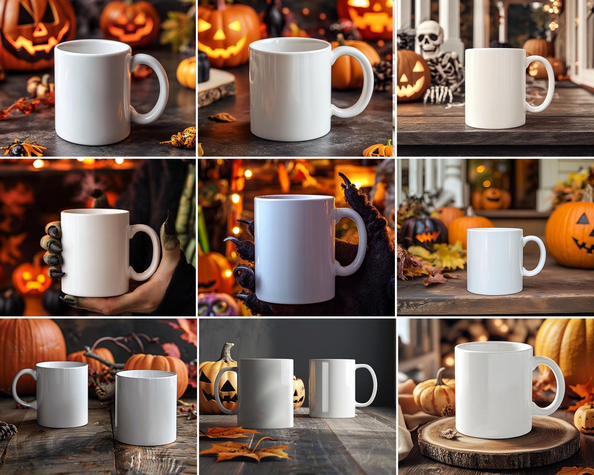150 Halloween Mug PNG Bundle - Spooky Coffee Mug Designs, Pumpkin Witch Clipart, Mug Digital Sublimation Mockup