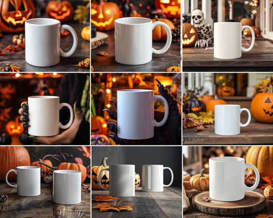 150 Halloween Mug PNG Bundle - Spooky Coffee Mug Designs, Pumpkin Witch Clipart, Mug Digital Sublimation Mockup
