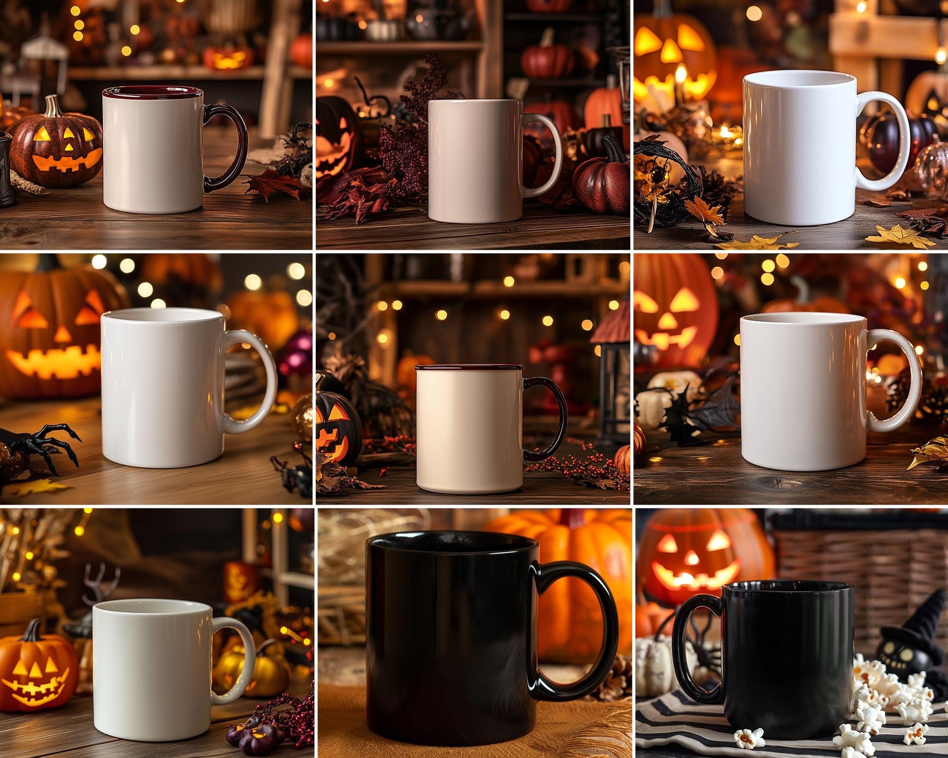 150 Halloween Mug PNG Bundle - Spooky Coffee Mug Designs, Pumpkin Witch Clipart, Mug Digital Sublimation Mockup