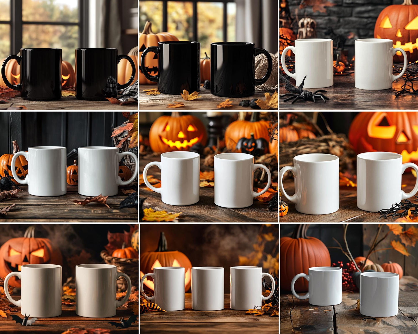 150 Halloween Mug PNG Bundle - Spooky Coffee Mug Designs, Pumpkin Witch Clipart, Mug Digital Sublimation Mockup