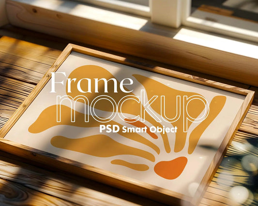 Horizontal Frame Mockup PSD, Scandinavian Wooden Frame Mockup, Poster Mockup PSD , Frame Mockup for Print, Frame Mockup Smart Object
