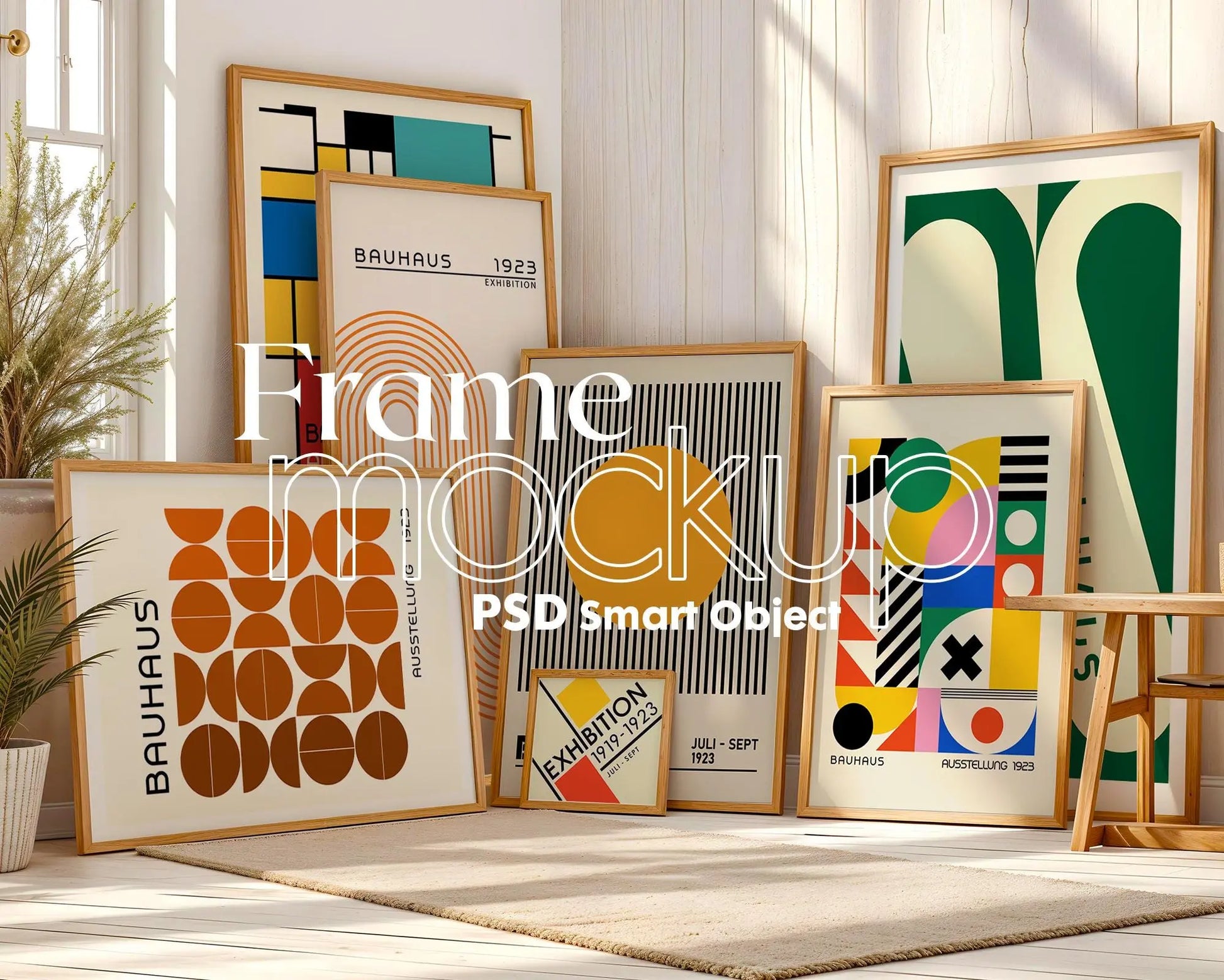 Gallery Frame Mockup Set of 7 • Poster & Artwork Frame Templates • Smart Object Instant Download for Wall Art Display