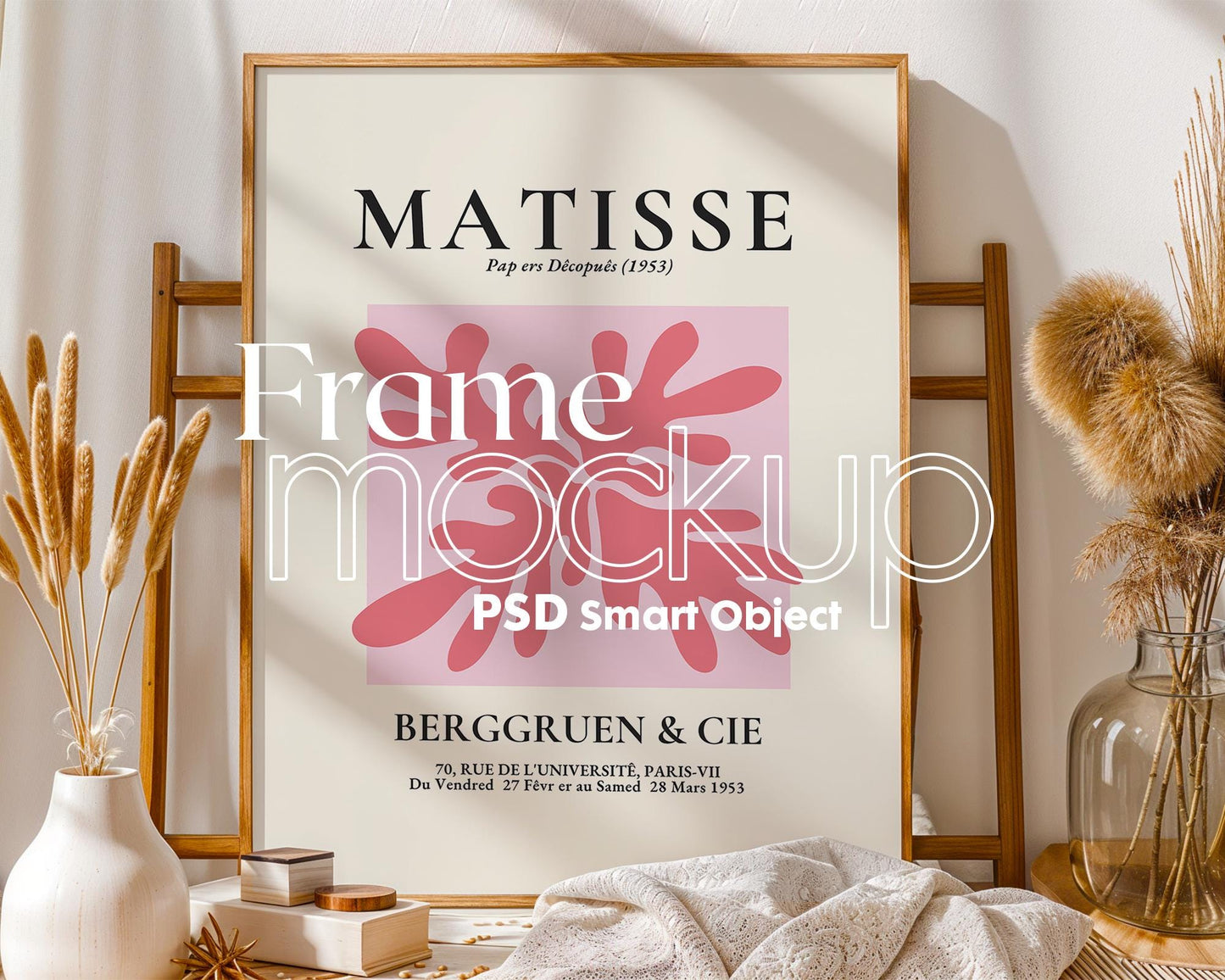 Blank Wooden Poster Frame Mockup, Minimalist Frame Mockup for Digital Download, Posters and Artwork Smart Object Instant Download