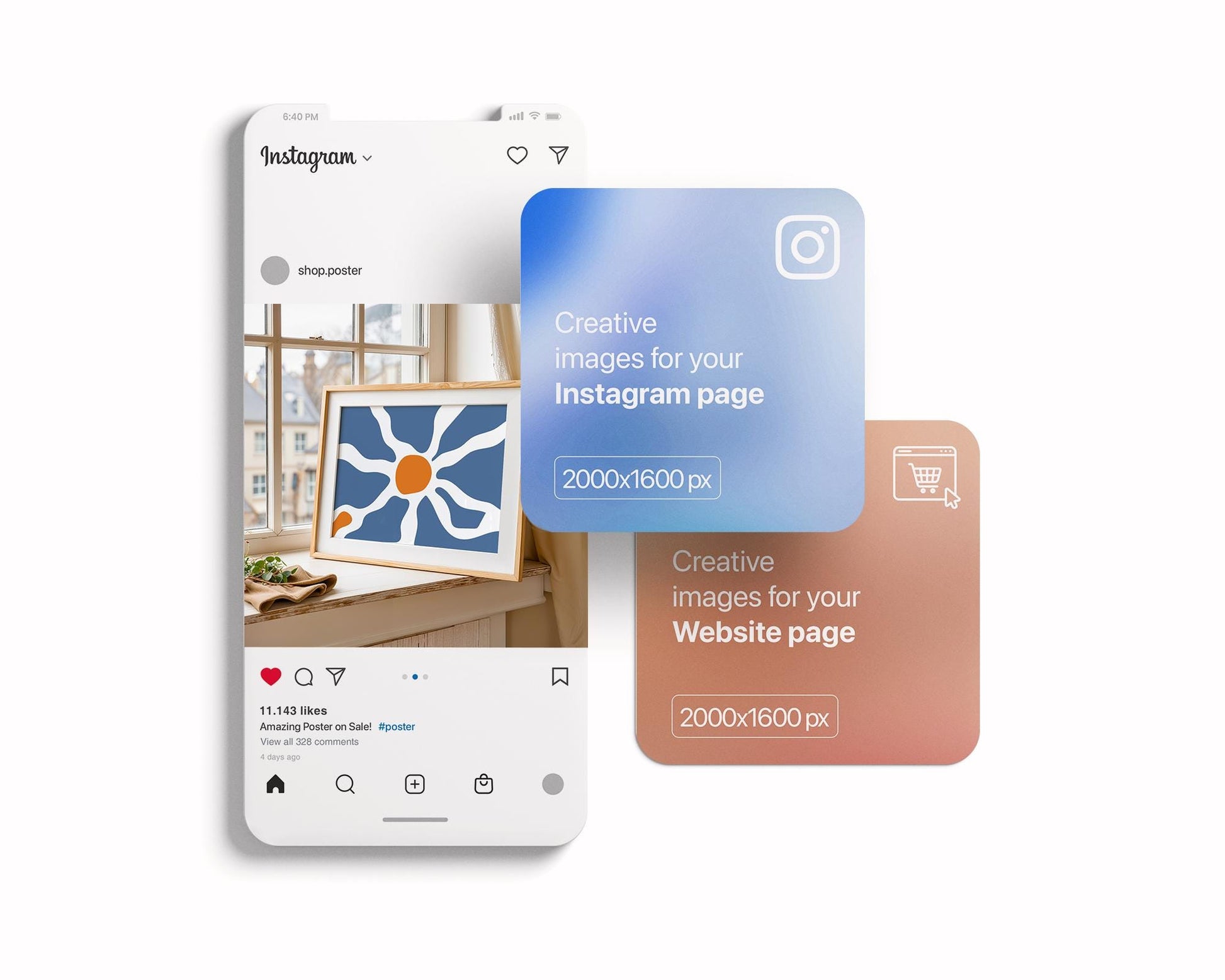 Landscape Frame Leaning On Window Sill Mockup | Mockup PSD Smart Object Interior Mockup Frame Mockup PSD Template