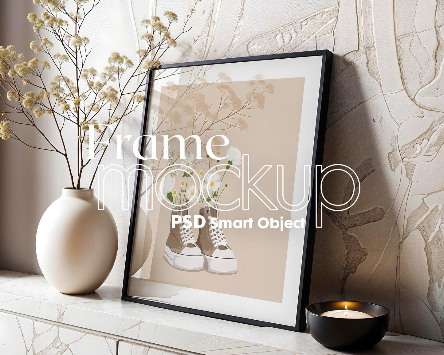 Square Frame Mockup PSD, Square Mockup Frame PSD, Interior Square Art Frame, Interior Poster Frame, Square Poster Frame Mockup PSD
