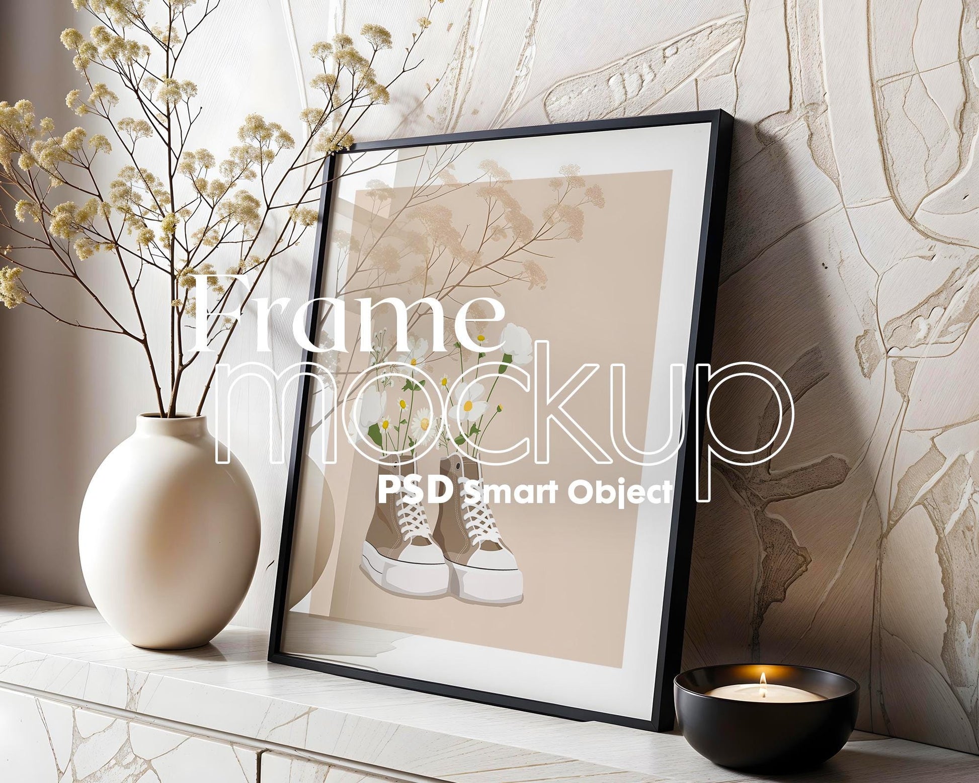 Square Frame Mockup PSD, Square Mockup Frame PSD, Interior Square Art Frame, Interior Poster Frame, Square Poster Frame Mockup PSD