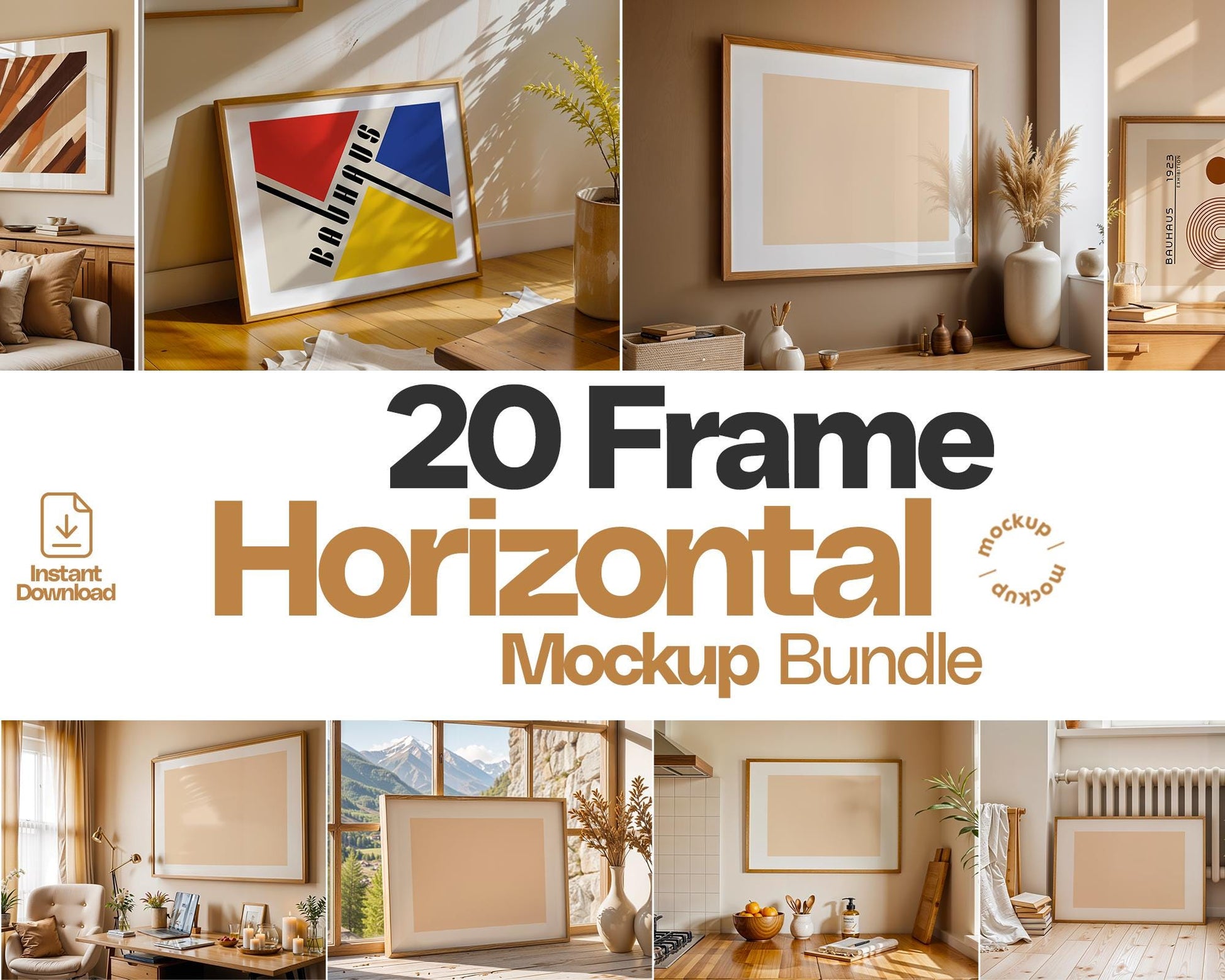 20 Horizontal Frame Mockup Bundle , Horizontal Poster Frame Mockup , Frame Mockup for Print, Horizontal Frame Mockup Smart Object