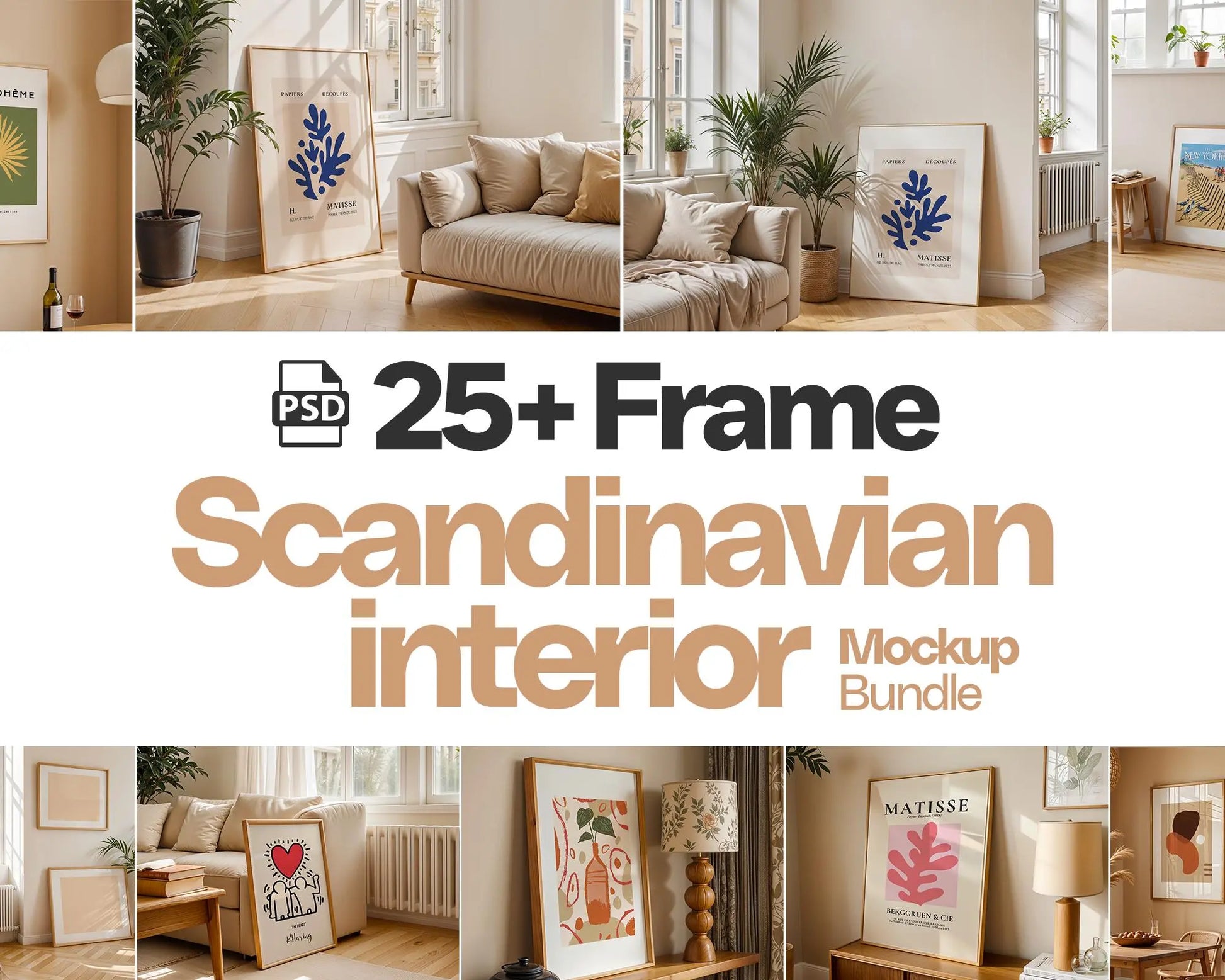 25 Scandinavian Frame Mockup PSD Bundle Set, Scandinavian interior Frame Mockup Bundle, Minimal Frame Mockups