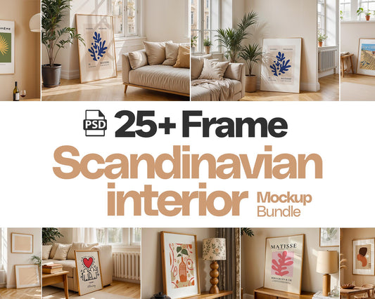 25 Scandinavian Frame Mockup PSD Bundle Set, Scandinavian interior Frame Mockup Bundle, Minimal Frame Mockups