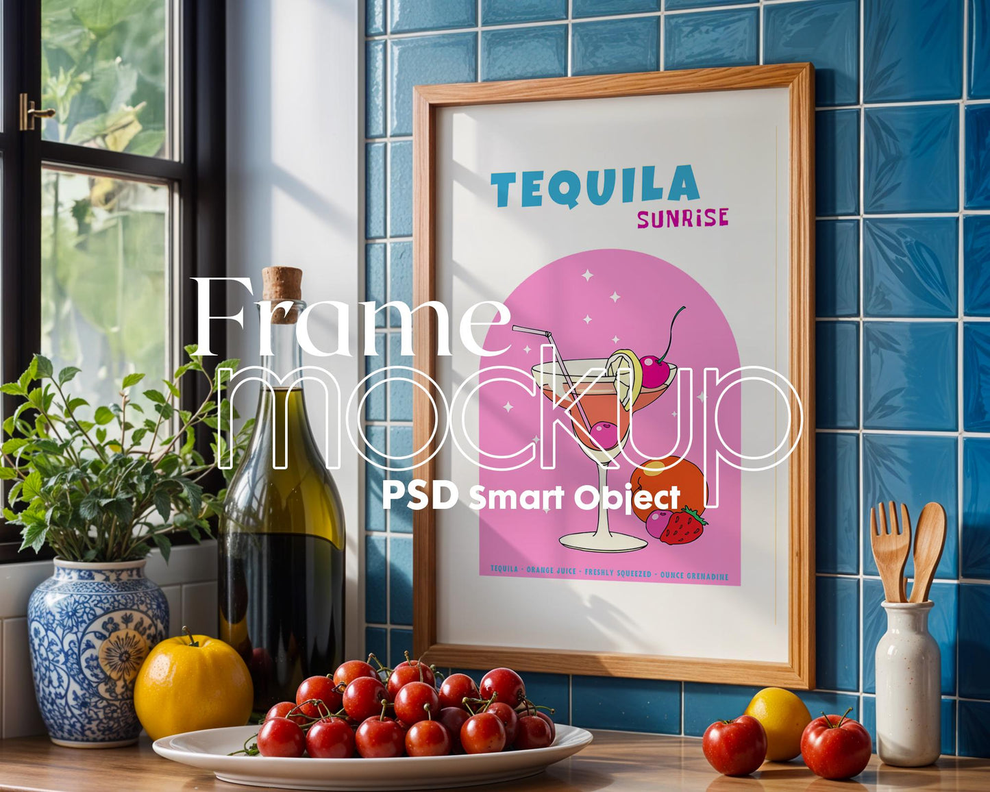 Kitchen Frame Mockup Collection | DIN A Artwork Mockup Frames | Kitchen Wall Art, Digital Prints, and Poster Shop Mockup