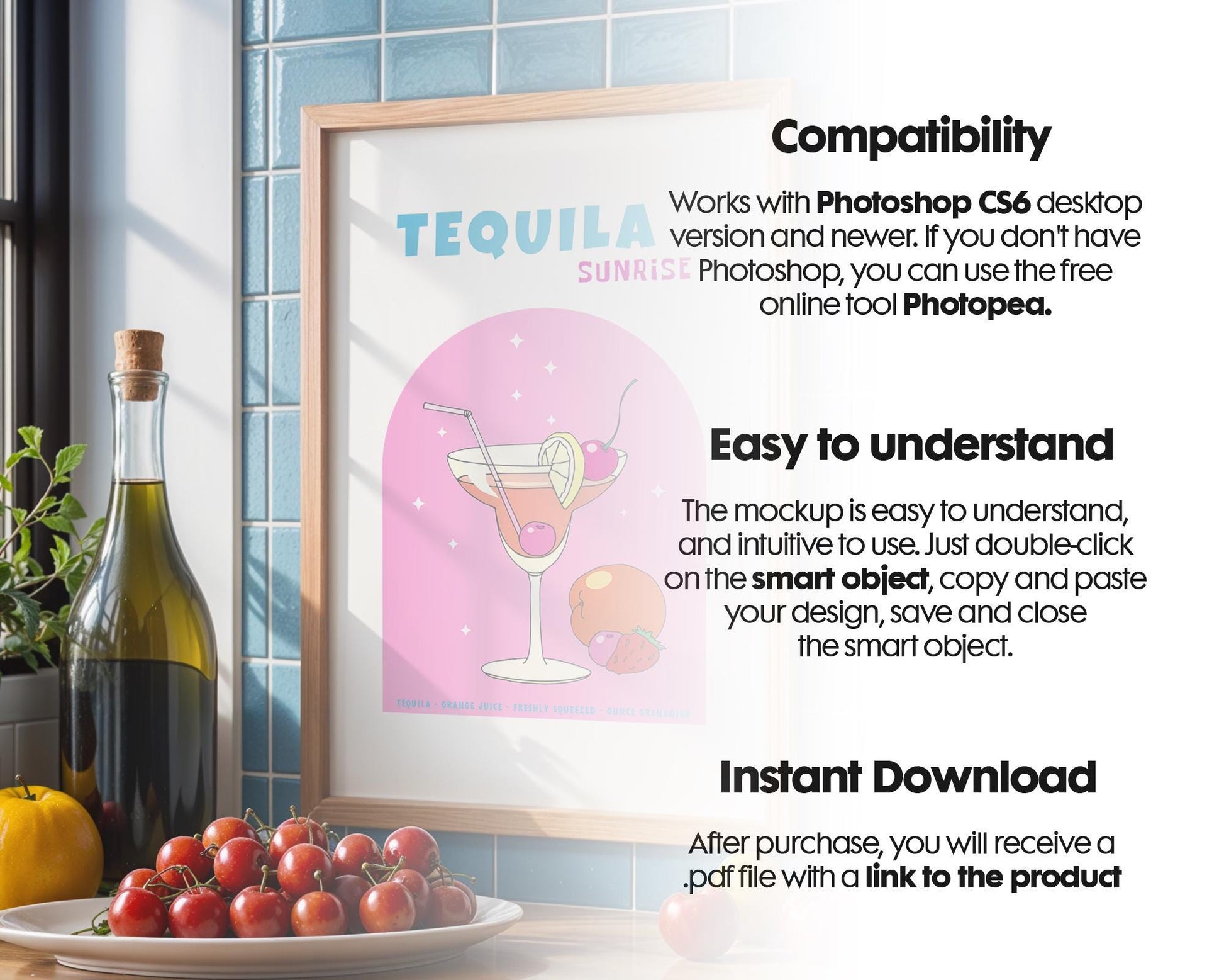 Kitchen Frame Mockup Collection | DIN A Artwork Mockup Frames | Kitchen Wall Art, Digital Prints, and Poster Shop Mockup