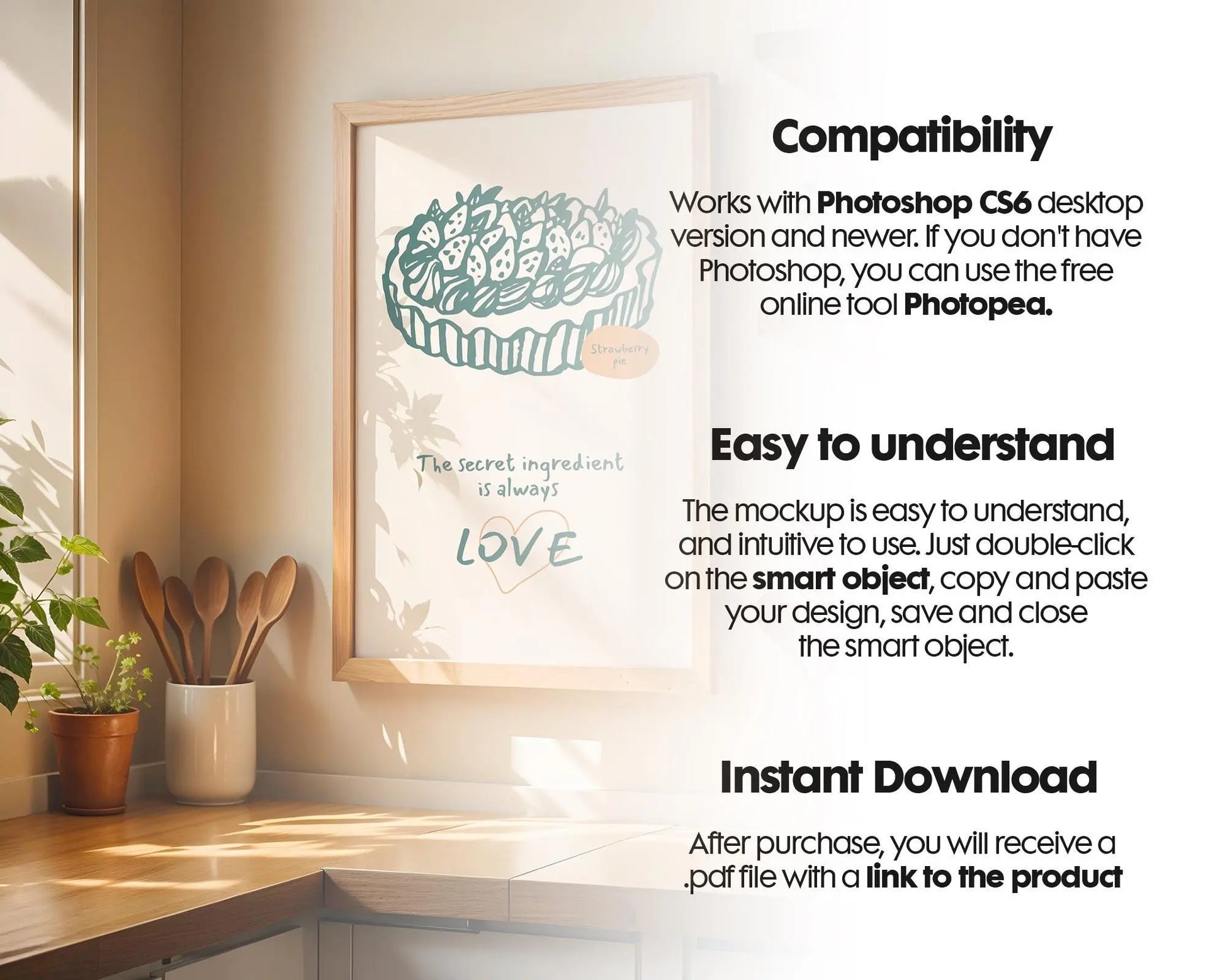 Kitchen Frame Mockup Collection | DIN A Artwork Mockup Frames | Kitchen Wall Art, Digital Prints, and Poster Shop