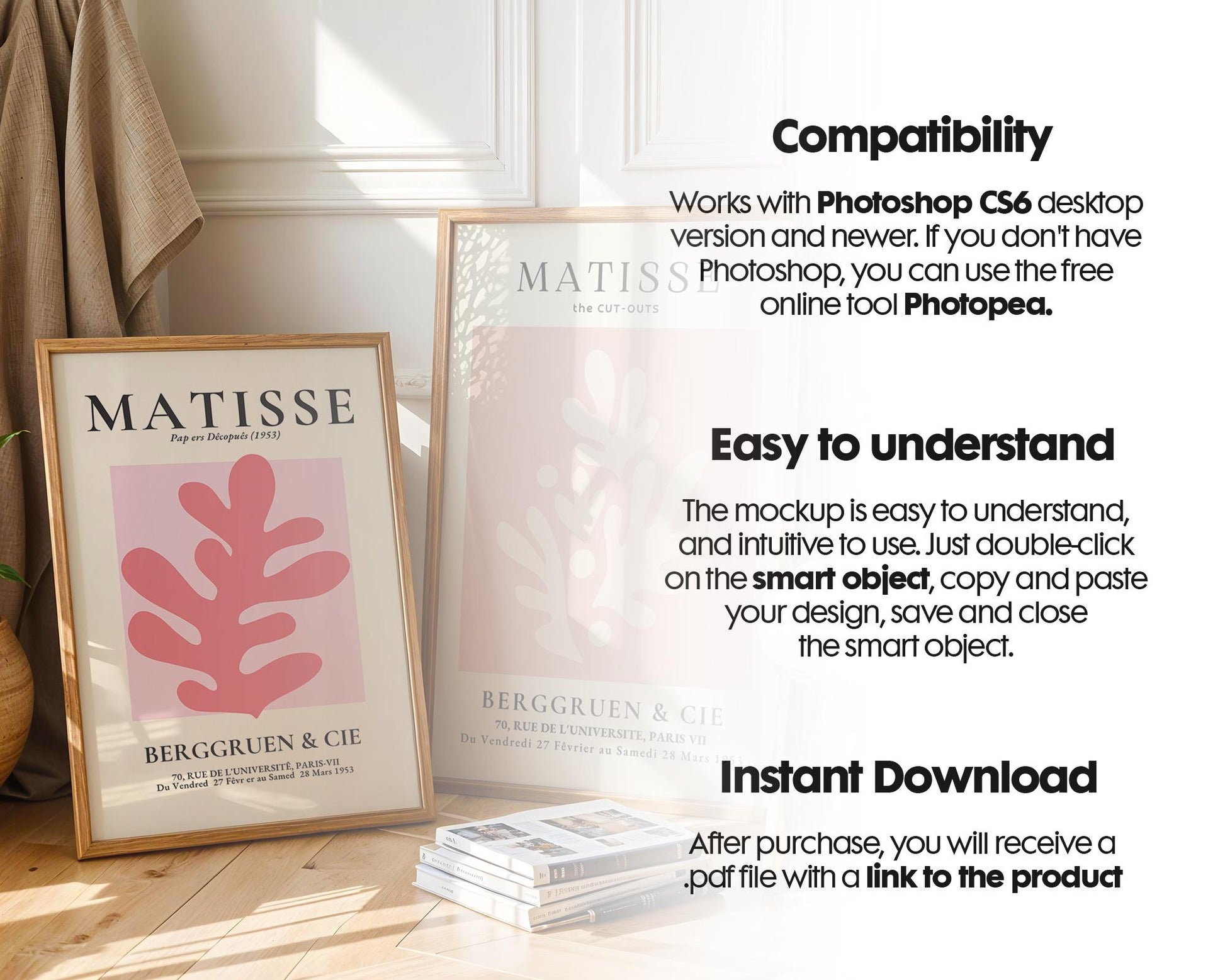 2 Frames Mockup PSD, Mockup Frames, Double Frames Mockup, Set of 2 Mock Up, Wall Art Display, Poster Mockup, Interior Wall Poster Mockup PSD