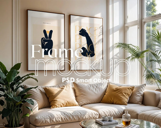 2 Frames Mockup PSD, Mockup Frames, Double Frames Mockup, Set of 2 Mock Up, Wall Art Display, Poster Mockup, Interior Wall Poster Mockup PSD