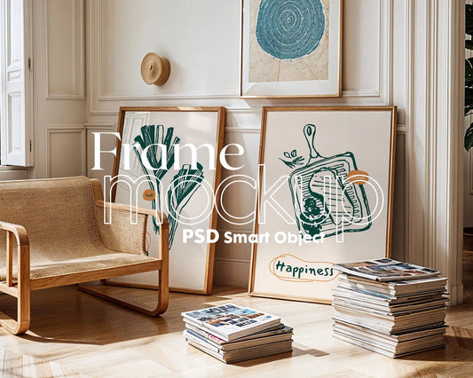2 Frames Mockup PSD, Mockup Frames, Double Frames Mockup, Set of 2 Mock Up, Wall Art Display, Poster Mockup, Interior Wall Poster Mockup PSD