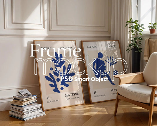 2 Frames Mockup PSD, Mockup Frames, Double Frames Mockup, Set of 2 Mock Up, Wall Art Display, Poster Mockup, Interior Wall Poster Mockup PSD