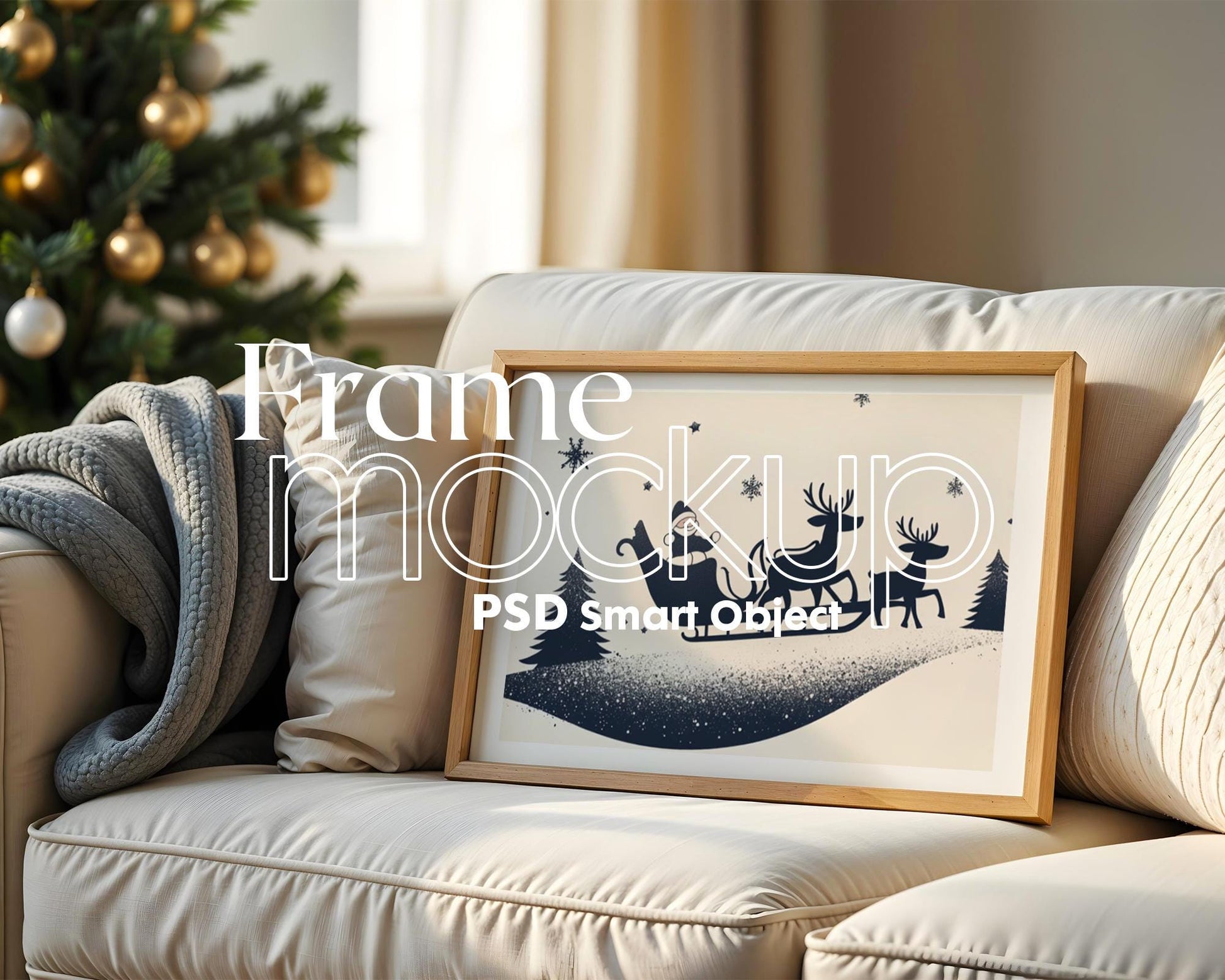 Christmas Frame Mockup PSD, Christmas Holiday Frame Mockup, Christmas Mockup Poster Presentation, Christmas Interior Frame Mockup