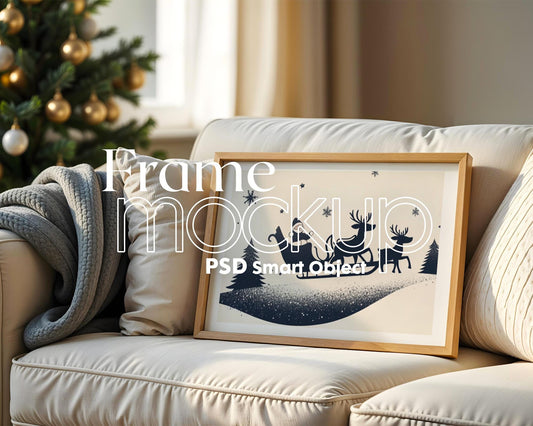 Christmas Frame Mockup PSD, Christmas Holiday Frame Mockup, Christmas Mockup Poster Presentation, Christmas Interior Frame Mockup