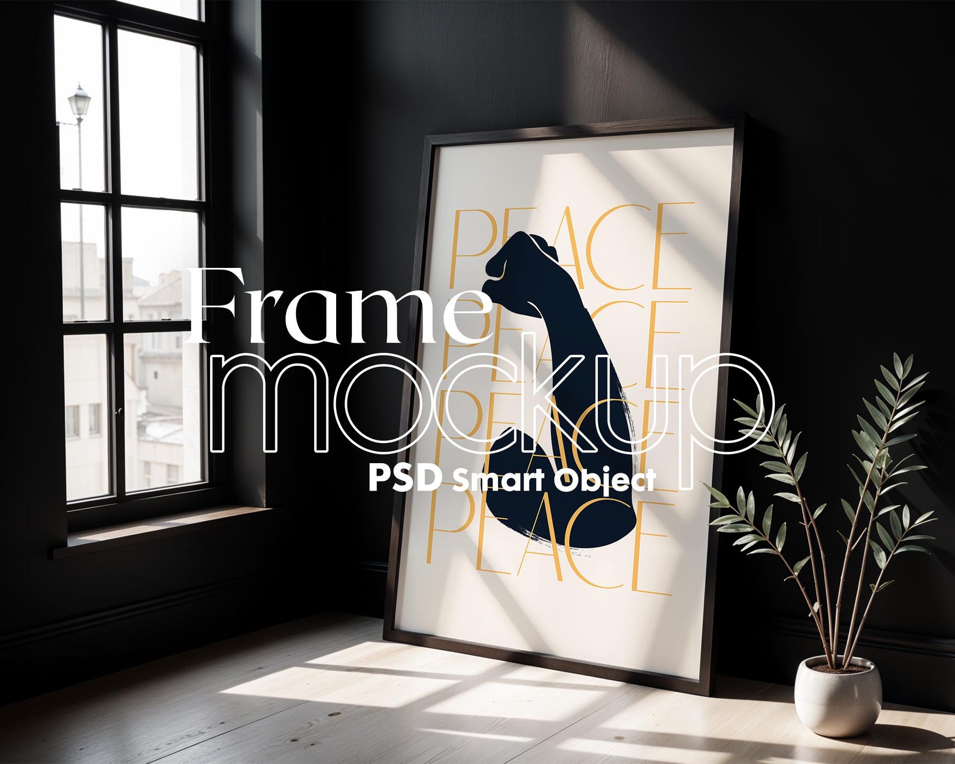 Blank Wooden Poster Frame Mockup, Minimalist Frame Mockup for Digital Download, Posters and Artwork Smart Object Instant Download