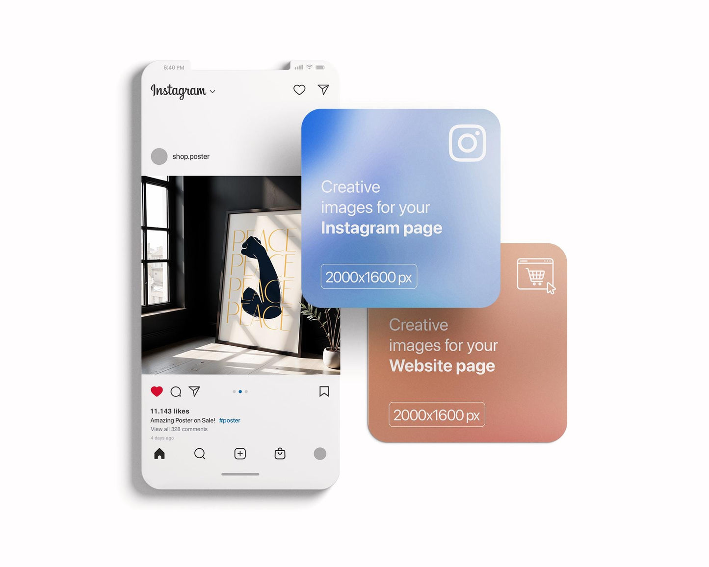 Blank Wooden Poster Frame Mockup, Minimalist Frame Mockup for Digital Download, Posters and Artwork Smart Object Instant Download