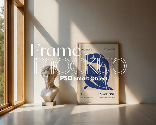 Blank Wooden Poster Frame Mockup, Minimalist Frame Mockup for Digital Download, Posters and Artwork Smart Object Instant Download