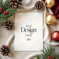 Christmas Card Mockup, White Blank Card Mockup PSD, Invite Card Mockup, Festive Greeting Card Mockup, PSD Smart Object