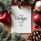 Christmas Card Mockup, White Blank Card Mockup PSD, Invite Card Mockup, Festive Greeting Card Mockup, PSD Smart Object