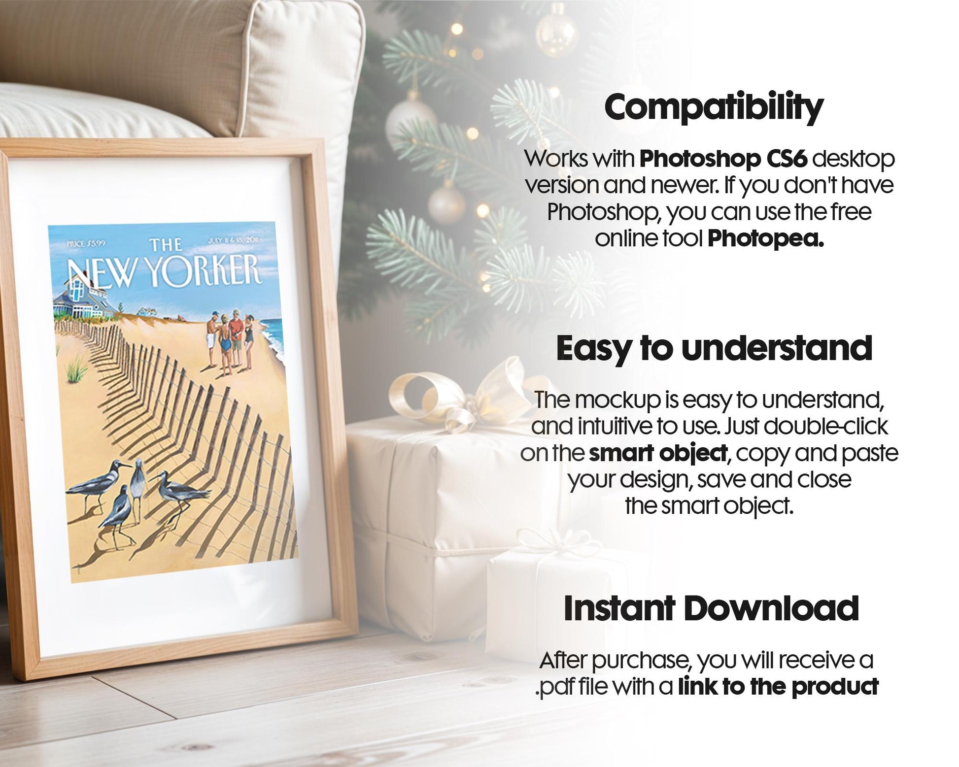 Christmas Frame Mockup PSD, Christmas Holiday Frame Mockup, Christmas Mockup Poster Presentation, Christmas Interior Frame Mockup