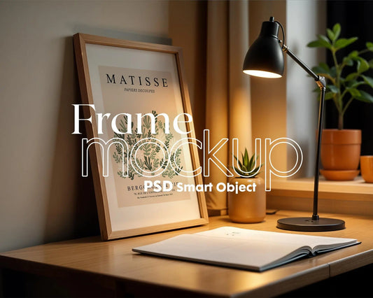 Soft Aesthetic Interior Frame Mockup | ISO A DIN Ratio | Thin Wood Frame | PSD Mockup | Frame Mockup Midcentury Minimal Home Interior
