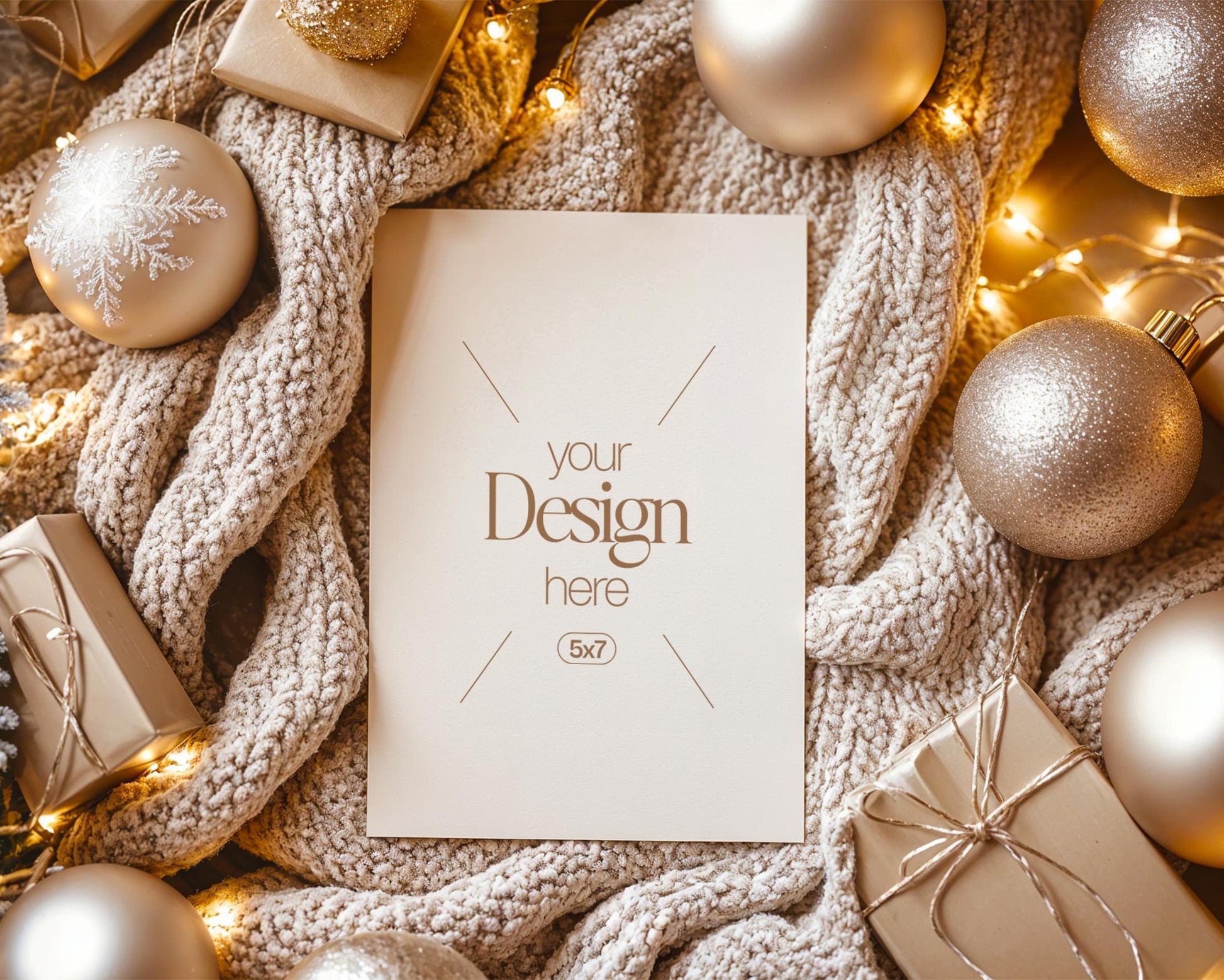Christmas Card Mockup, White Blank Card Mockup PSD, Invite Card Mockup, Festive Greeting Card Mockup, PSD Smart Object