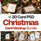 20 Christmas Card Mockup Bundle , White Blank Card Mockup PSD, Invite Card Mockup, Festive Greeting Card Mockup, PSD Smart Object