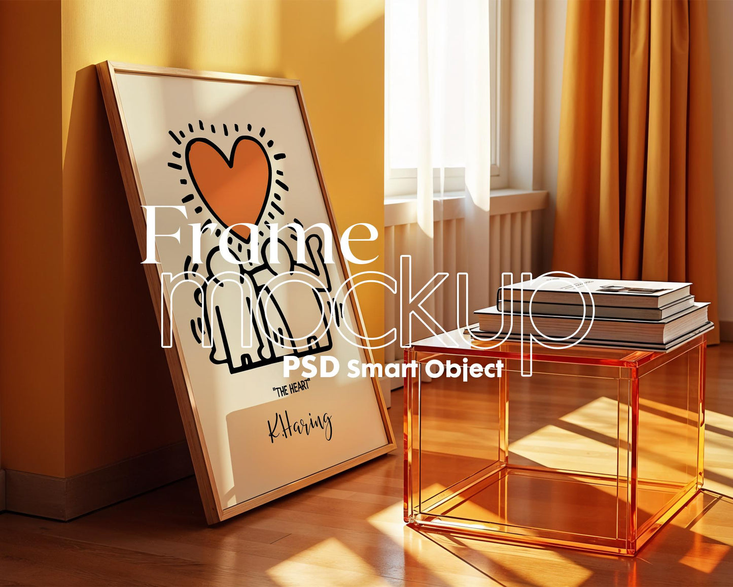 Soft Aesthetic Interior Frame Mockup | ISO A DIN Ratio | Thin Wood Frame | PSD Mockup | Frame Mockup Midcentury Minimal Home Interior