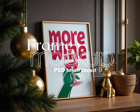 Christmas Frame Mockup PSD, Christmas Holiday Frame Mockup, Christmas Mockup Poster Presentation, Christmas Interior Frame Mockup