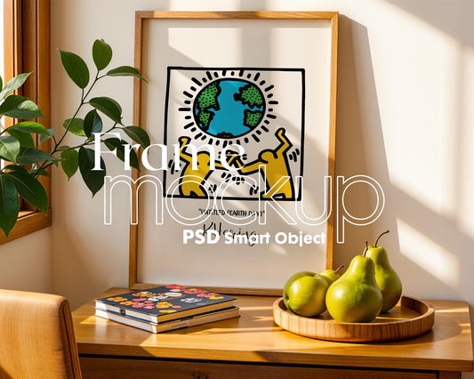 Blank Wooden Poster Frame Mockup, Minimalist Frame Mockup for Digital Download, Posters and Artwork Smart Object Instant Download