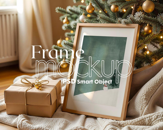 Christmas Frame Mockup PSD, Christmas Holiday Frame Mockup, Christmas Mockup Poster Presentation, Christmas Interior Frame Mockup
