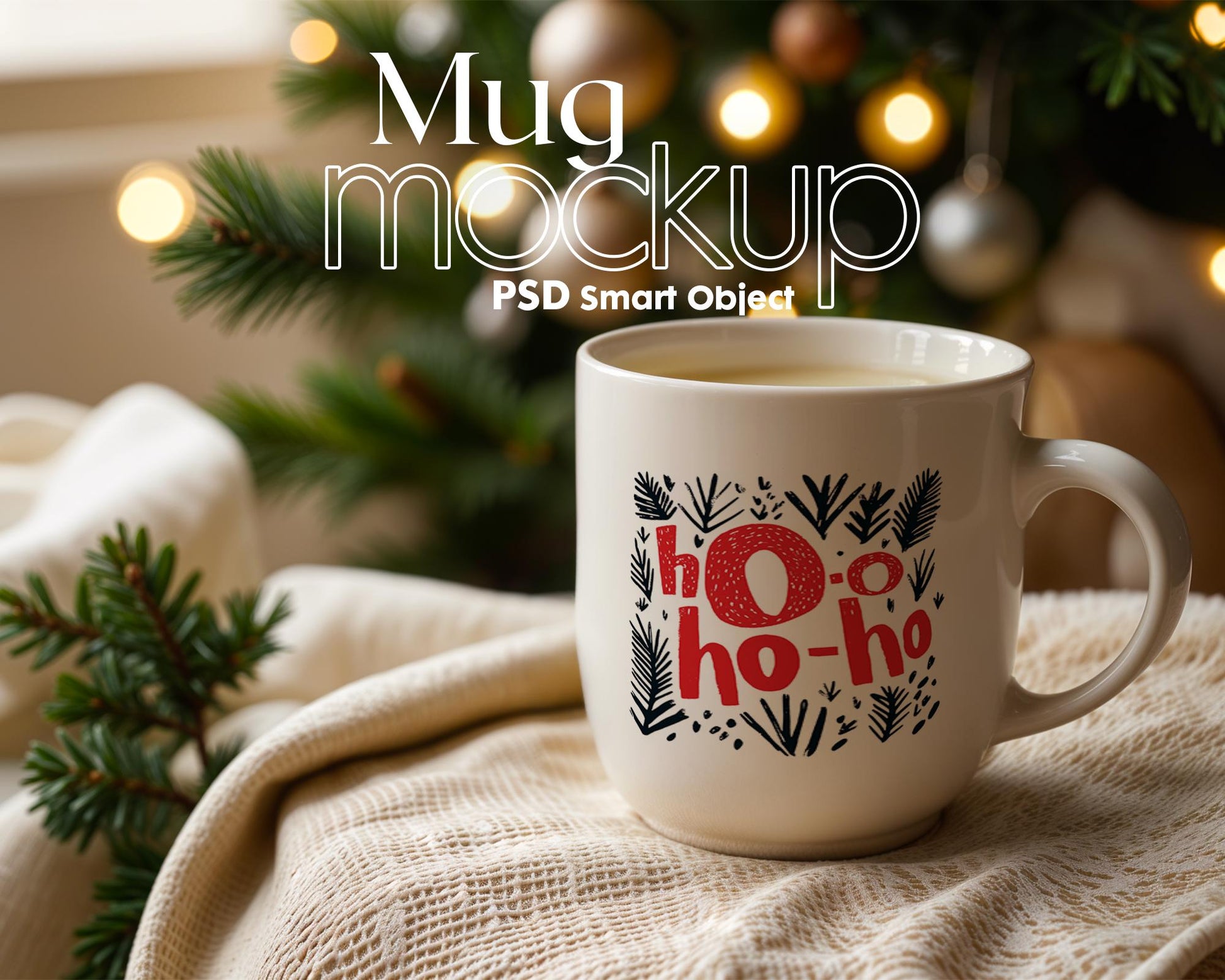 Christmas Mug Mockup PSD, Winter White Ceramic Cup Mockup Coffee Mug Mockups, White Coffee Mug 11oz Holidays Mockup