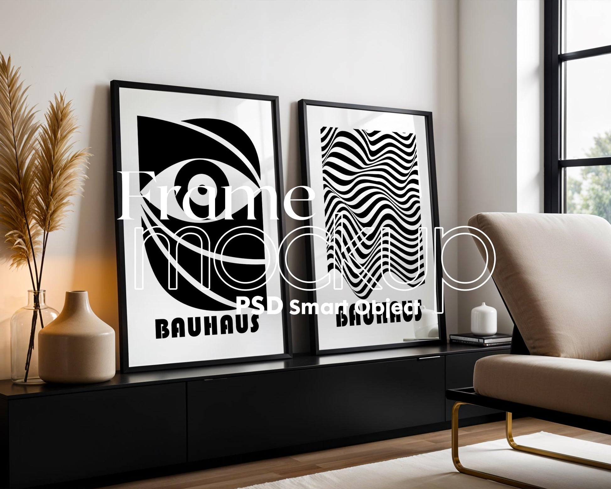 Blank Wooden Poster Frame Mockup, Minimalist Frame Mockup for Digital Download, Posters and Artwork Smart Object Instant Download