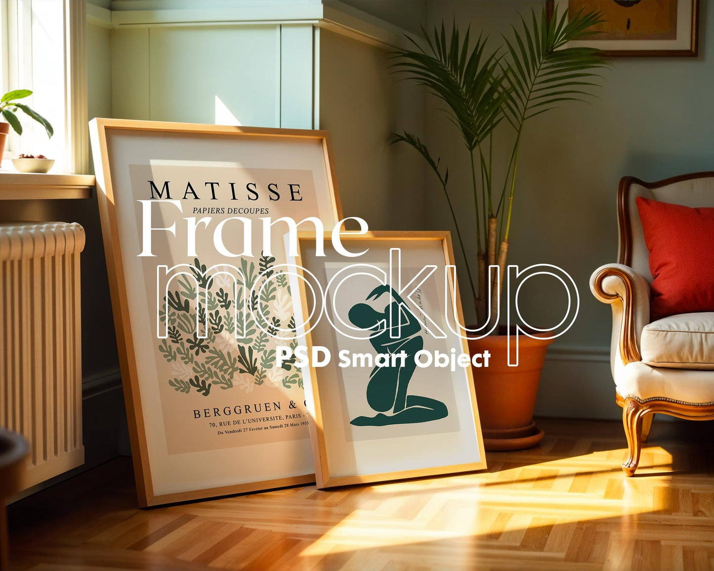 2 Frames Mockup PSD, Mockup Frames, Double Frames Mockup, Set of 2 Mock Up, Wall Art Display, Poster Mockup, Interior Wall Poster Mockup PSD